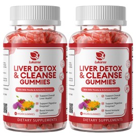 2 Pack Lukaree Liver Cleanse Detox & Repair Gummies | Sugar-free Milk Thistle Supplement w/Dandelion, Artichok & L-Glutathione - Ultra-Concentrated Herbal Liver Support for Men & Women -Vegan,60 Count