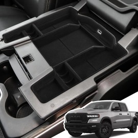 LANGBEAN Armrest Organizer for 2025 2024-2019 Ram 1500 2500 3500（Full Console w/Bucket Seats Only）, Center Console Organizer, Center Console Tray Custom for Ram 1500 2500 3500 Accessories, Black