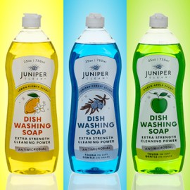 Juniper CLEAN, Dish Soap, Lemon & Apple & Forest Scent, Liquid Dish Washing Soap Squeeze Bottle 25 Fl Oz (Pack of 6)