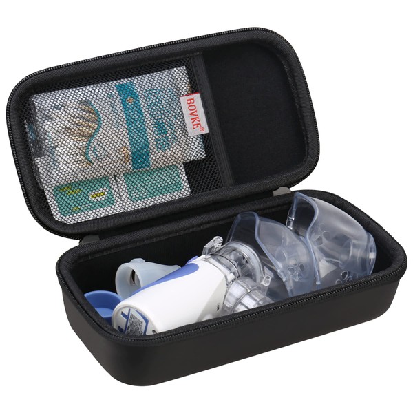 BOVKE Travel Hard Case for Portable Handheld Nebulizer Machine for Adults and Kids, Carring Holder for Asthma Inhaler Mini Mesh Nebulizer for Breathing Problems, Black (Case Only)