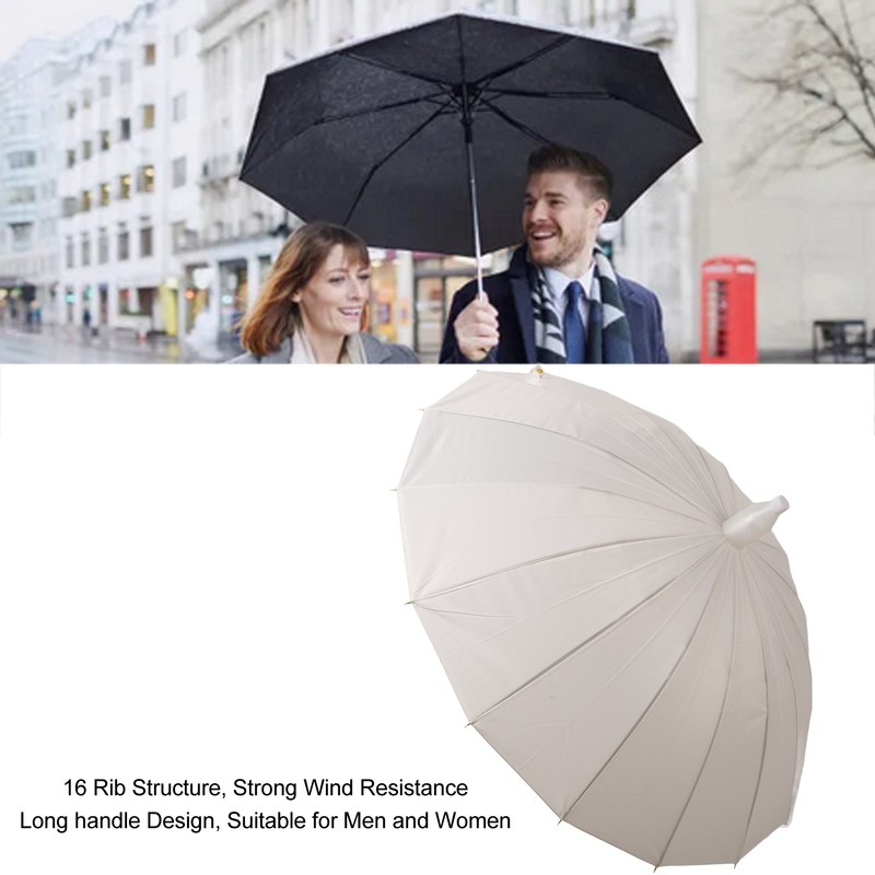 Large Umbrella Automatic Open 16 Ribs Waterproof with Cover Long