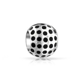 Golfer Sport Golf Ball Bead For Women For Teen Black Oxidized .925 Sterling Silver Fits European Bracelet