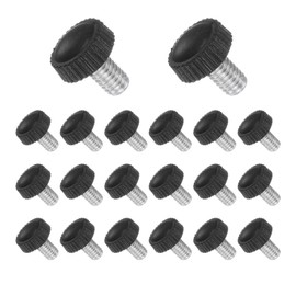CoCud Thumb Screw Knurled Knobs, M6 x 9mm Male Thread, Black Round Head Clamping Screw Threaded Stud Hand Knobs Grip, (Applications: for Machinery Lathes), 20-Pieces