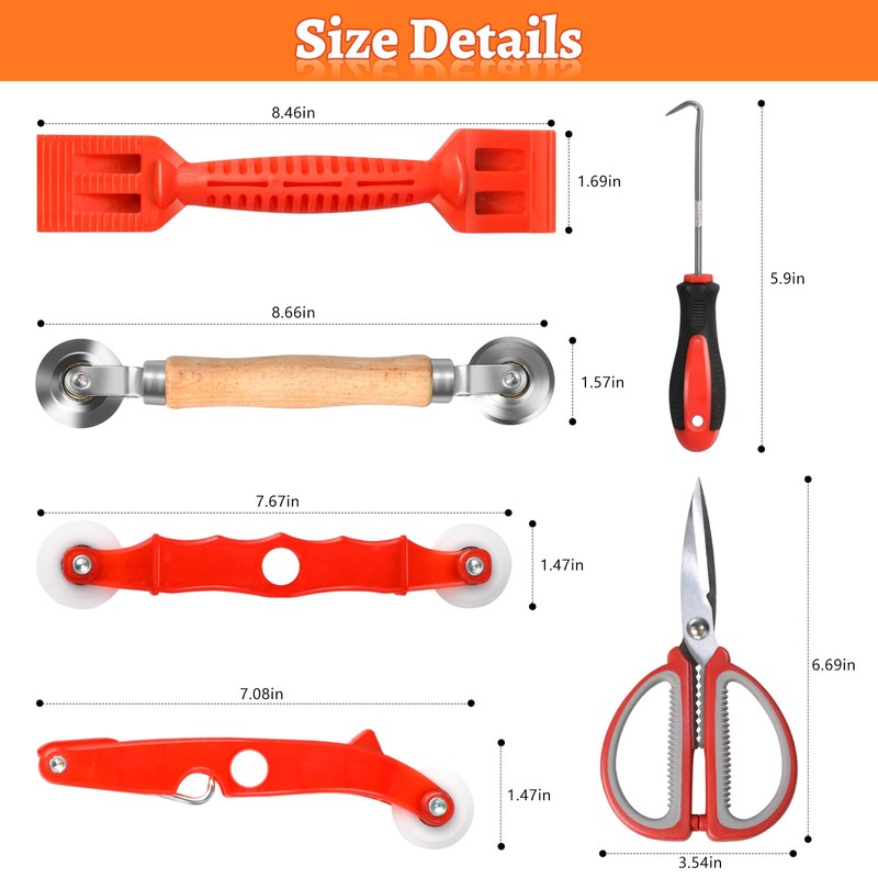 Screen Repair Tool,Window Roller,Spline Installer,6 in 1 Window Installation Tool,Screen