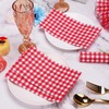 100 Pcs Red Gingham Napkins Disposable - Red and White