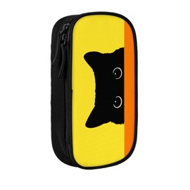 Perinsto Funny Black Cat Animal Pencil Case Big Capacity Multi Compartment Stationery Box Pencil Pouch Holder Desk Organizer For School Office Home, Black