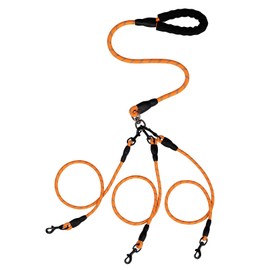 ATYuQin Three Dog Leash，360 ° Rotating Anti Entanglement Dog Leash, Suitable for Carrying Multiple Beloved Dogs for Travel，Yellow-3in1