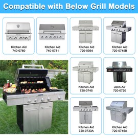 Adviace Grill Replacement Parts for Kitchenaid 740-0780 740-0781 720-0954 720-0745B 720-0745 720-0733A 720-0745A 720-0733, Heat Plates Grill Burners Igniters for Kitchenaid 740-0780 4-Burner Gas Grill