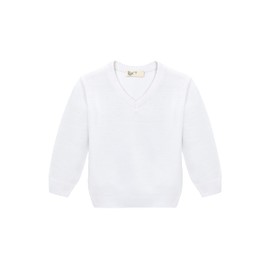 Lilax Toddler and Little Boys Sweater, V-Neck Knit Cardigan Sweater (White, 5T)