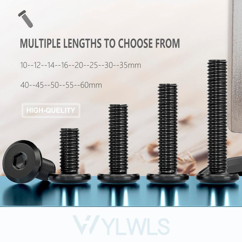 WYLWLS M6 x 10mm Flat Head Hex Socket Cap Screws