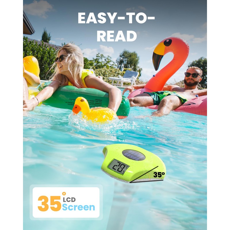 BALDR Pool Thermometer Floating Easy Read, Solar Pool Thermometer with