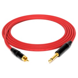 enoaudio Mogami 2534 Quad Professional Studio Cable, Neutrik Gold RCA RCA - 6.3 mm TS Jack, HiFi, Red, 1.0 m