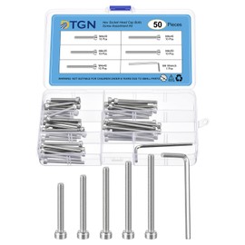DTGN 50Pcs M4 Metric Screw Assortment, M4 Bolts Socket Head Screws, 304 Stainless Steel M4x30/35/40/45/50mm Hex Socket Head Cap Screws Bolt Set With Wrench for 3D Printing DIY