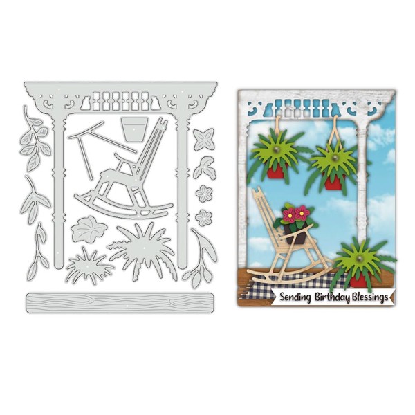 BENECREAT Courtyard Elements Cutting Dies, Building Chair Die Cuts Embossing