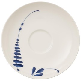 Villeroy und Boch Vieux Luxembourg Brindille Untertasse, 14 cm, Premium Porzellan, Weiß/Blau
