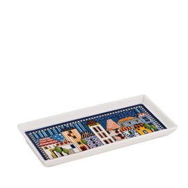 Egan Paese Million Tray Made of New Bone China in Blue with Landscape Motif 19 x 9 cm The Reference is 121015