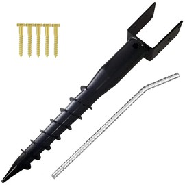 Furnishh No Dig Ground Anchor - 27" U Model Post Stake for Mailbox and Fence Posts, Black