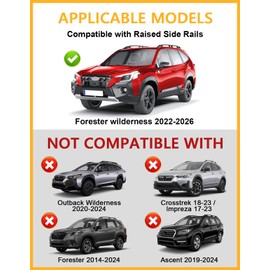 Tuyoung 300lbs Roof Rack Cross Bars Compatible with Subaru Forester Wilderness 2022-2026 with Raised Side Rails, Lockable Heavy Duty Aluminum Roof Crossbars Rooftop Luggage Racks Carrier