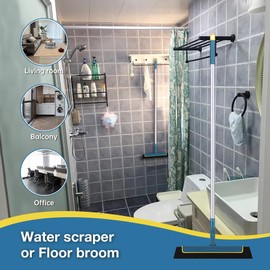 Shower Scraper with long handle, CLEANHOME Professional Water Squeegee，adjustable and removable (53 inches), can clean water, pet hair, good helper for bathroom floors, windows, mirrors and tiles