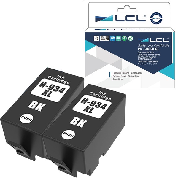 LCL Compatible for HP 934XL (2-Pack, Black) Ink Cartridge for