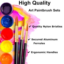 NASHRIO 20 Pcs Paint Brushes Set, Black Nylon Hair Acrylic Paint Brushes for Acrylic Painting, Oil Watercolor Painting, Miniature Detailing & Rock Painting, Face Nail Art, Drawing Arts Crafts Supplies