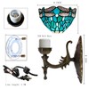 WXCFCD Tiffany Wall Sconce Lamp Blue Stained Glass Flower Style