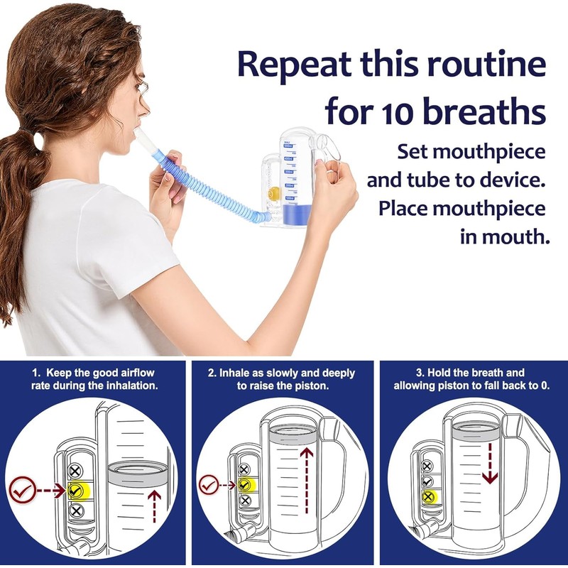 Incentive Spirometer Adult, Breathing Exercise Device for Lungs, Deep Breathing