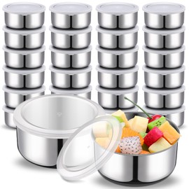 Yiyiring 24 Pack 9 oz Stainless Steel Container Stainless Steel Snack Containers with Lids Metal Food Storage Containers Leak Proof Metal Lunch Box