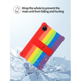 for DOOGEE Tab A9 Pro+ & DOOGEE Tab A9+ Android 15 Tablet,11 inch Tablets Case,UYRUREL Soft Silicone Adjustable Stand Cover Lightweight Kids Friendly,Rainbow.