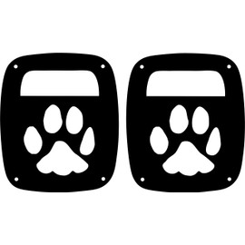 JeepTails Dog Paw Tail lamp Light Covers Compatible with Jeep CJ or YJ and TJ Wranglers - Black - Set of 2