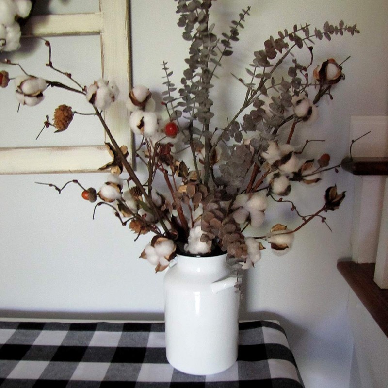Treasure Gurus White Enamel Milk Can Rustic Utensil Holder Country