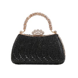 Dreubea Womens Shiny Tote Evening Bag Fashion Rhinestone Decrated Handbag Black