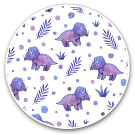 Vinyl Stickers (Set of 2) 7.5cm - Purple Triceratops Dinosaur Girls #15986