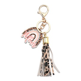 Mom Tassel Keychain Gift for Mom Birthday Christmas Gifts from Son Daughter Mom Rainbow Keychains for Car Keys Accessories Mom Mothers Day Gifts for Mother Mama Leopard Print Tassel Keychain for Women