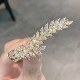 E EMZHOLE Crystal Duckbill Bangs Clip Sweet Style Wheat Hairpin Hair Clip Leaves Zircon Advanced Sense Hair Accessories for Girls Women