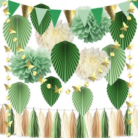 YBwanli Baby party decoration shower, birthday decoration women young man, garden party decoration, pompoms decoration, gender reveal, forest decoration, garland decoration green, lanterns wedding,