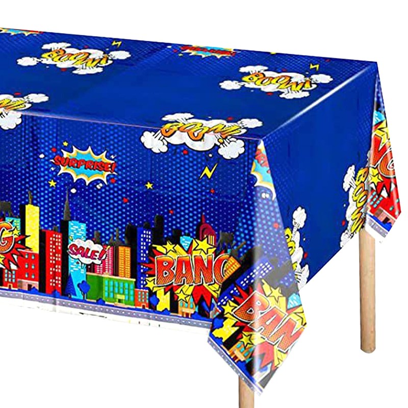 Roaring Good Time Superhero Birthday Party Tablecloth Super Theme Hero