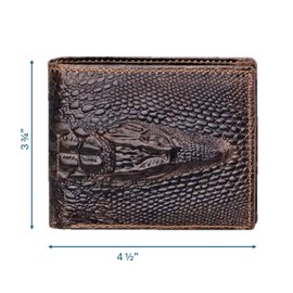 AurexaFashion Genuine Real Leather Short Bifold Wallet for Men, RFID Blocking 3D Animal Print Retro Vintage Embossed Clutch Purse. Horizontal Scorpion Caramel