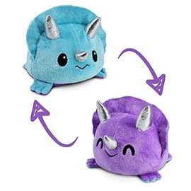 TeeTurtle - The Original Reversible Dinosaur Plushie - Purple + Blue Triceratops - Cute Sensory Fidget Stuffed Animals That Show Your Mood