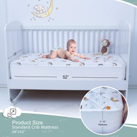 Sava Kids Natural Cotton Crib Mattress Protector and Sheet, All in One, 100% Waterproof bedsheet, Breathable, Hypoallergenic, Potty Training, Ultra Soft, Noiseless Pad for Toddlers & Babies (White)