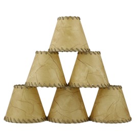 Urbanest Chandelier Lamp Shades 6-inch, Hardback, Faux Leather, Laced Trim, Clip on (Set of 6)