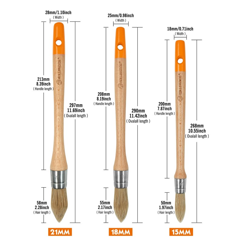 ROLLINGDOG Trim Paint Brush 3PC Trim Brush Set
