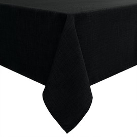 smiry Linen Table Cloth Rectangle 140x200 cm Wipe Clean Tablecloth Water Resistant Table Cover for Kitchen, Party Decorations - Black