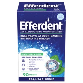 Efferdent Denture Cleaner Tablets, Minty Fresh & Clean, 90 Count