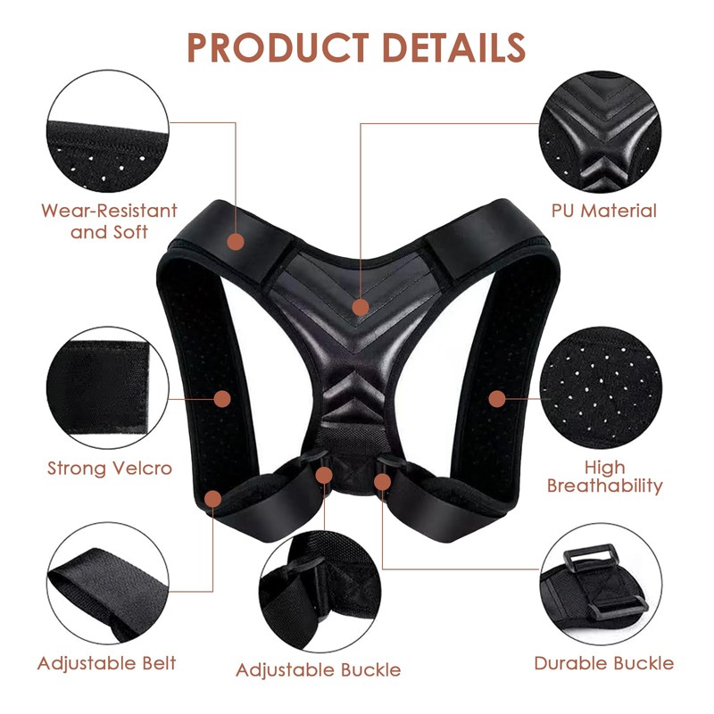 Wbbrbbr Posture Corrector Back Men Women Back Straightener Black L