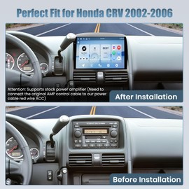 4+128G Radio for Honda CRV 2002-2006, 9" Touch Screen for CRV Bluetooth Radio with Wireless CarPlay/Android Auto, 5GHz WiFi, Bluetooth 5.0, EQ, GPS Navigation, 1280 * 720, Backup Camera