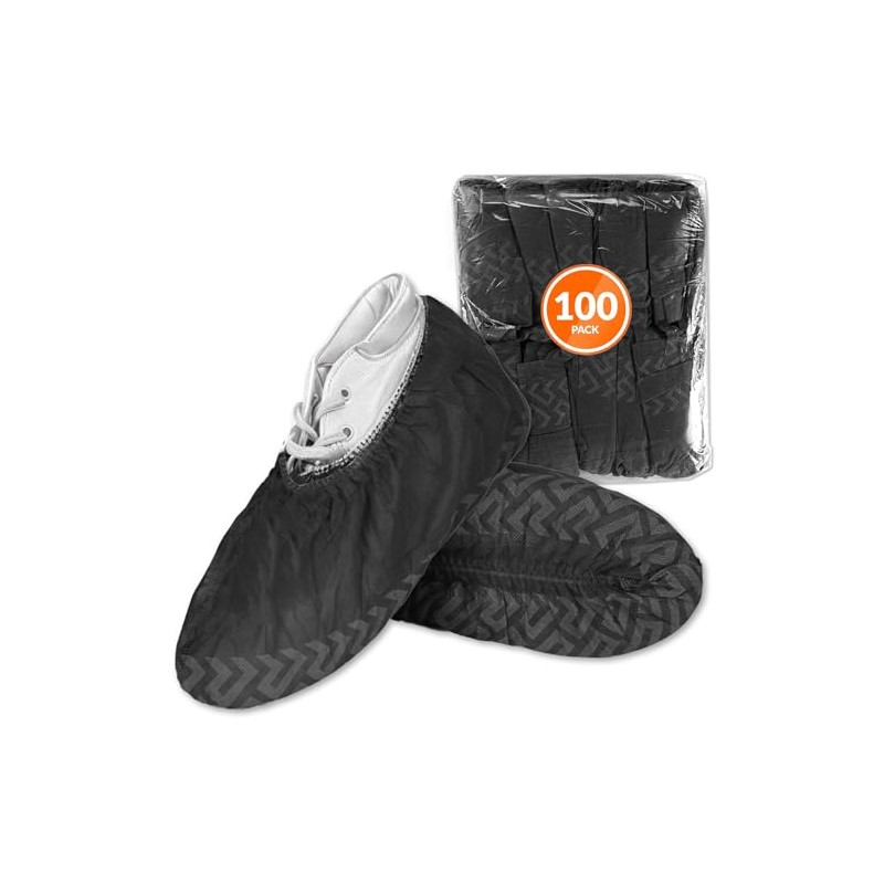 Shoe Covers Disposable Non-Slip for Indoors (100 PCS Ash Grey)