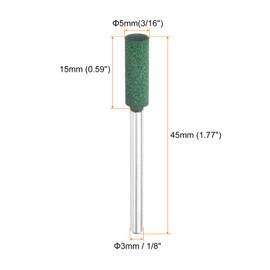 HARFINGTON 20pcs Rubber Polishing Bits, Rotary Buffing Bits with 5mm (3/16-inch) Mounted Cylindrical Head, 3mm (1/8-inch) Shank, for Metal, Jewelry, Stone, Rock Grinding, Green