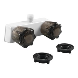 kingsea RV Shower Faucet Replacement Valve, Trailer Shower Faucet Valve with 2 Knob Handles, 4" RV Shower Valve Diverter for Inside and Outside Shower, White