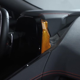 Suetlcoity Navigation GPS Panel Frame Bezel Trim Cover Interior Accessories for Corvette C8 2020-2024 Genuine Carbon Fiber Car Interior Accessories (Yellow Color)